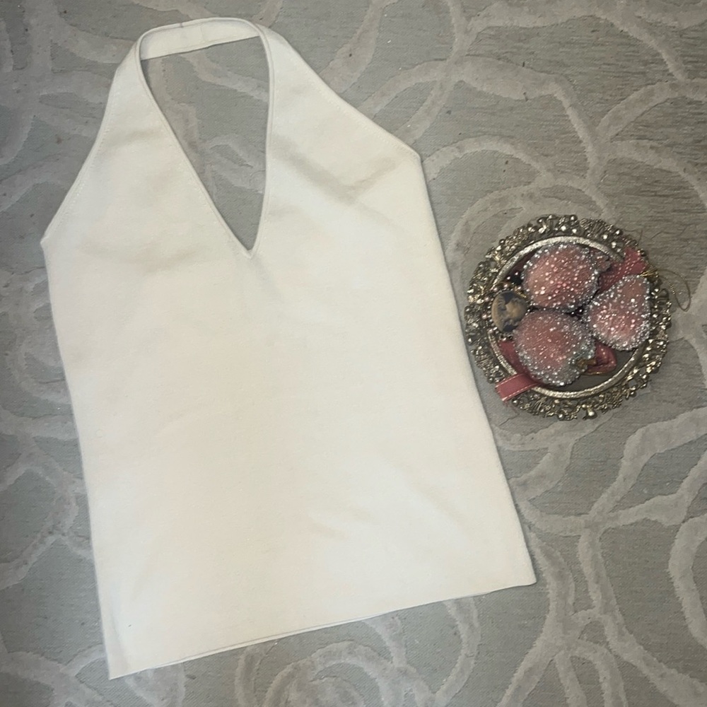 NWT🌷BANANA REPUBLIC🌷Cream silk nylon Lycra halter sweater shell